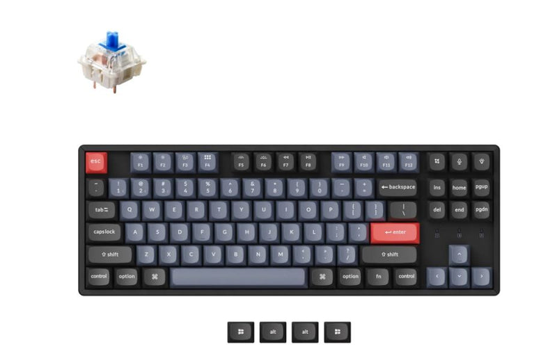 Keychron K8P-J2, 80% TKL Layout 87 Keys, Blue Switch, RGB, Hot-Swap, Gateron G Pro, Mechanical Wireless Keyboard Pro