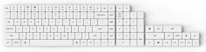 Keychron Double Shot Low Profile PBT Keycap Full Keycap Set - Black on White