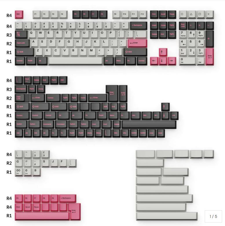 Keychron Double Shot Cherry PBT Keycap Full Keycap Set - Grey and Pink