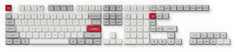 Keychron Double Shot KSA PBT Keycap Full Keycap Set - Light Gray and White