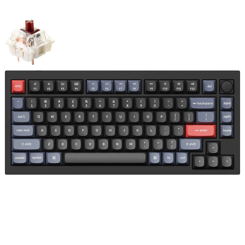 Keychron Q1-M3, 75% Layout 84 Keys, Brown Switch, RGB, Black Frame, Hot-Swap, Wired Keyboard, With Knob