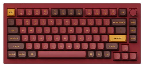 Keychron Q1-T3 75% Brown Switch RGB Red QMK Gateron Wired Mechanical with Knob Keyboard