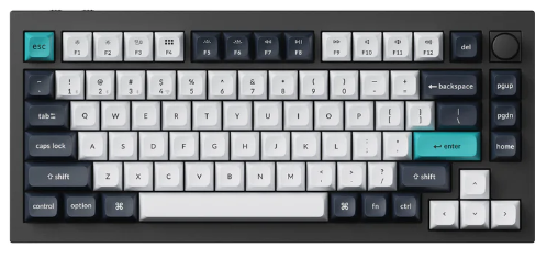 Keychron Q1M-M1 75% Red Switch Non Backlit QMK/VIA Gateron Wireless Mechanical with Knob Keyboard