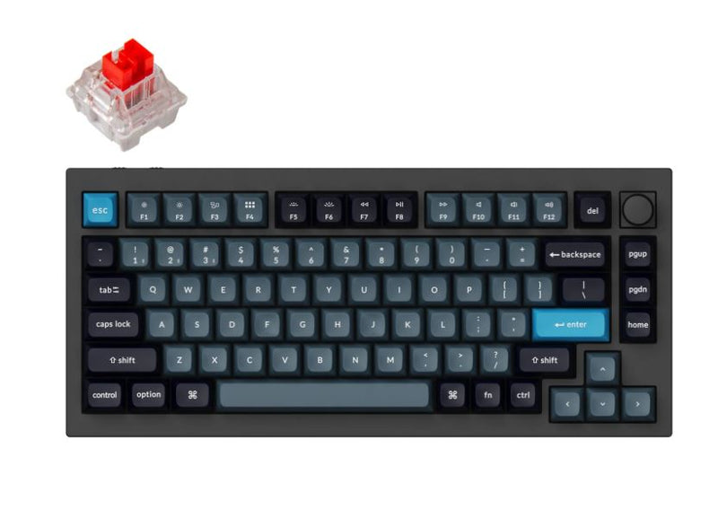 Keychron Q1P-M1, 75% Layout 81 Keys, Red Switch, Black Frame, RGB, Hot-Swap, QMK, Keychron K Pro, Wireless Keyboard, With Knob