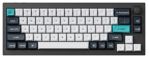 Keychron Q2M-M3 65% Brown Switch RGB Carbon Black QMK/VIA Gateron Wireless Mechanical with Knob Keyboard