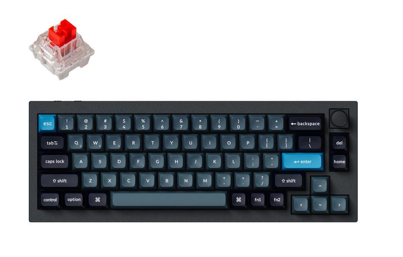 Keychron Q2P-M1, 65% Layout 68 Keys, Red Switch, RGB, Black Aluminium Frame, Hot-Swap, QMK, Keychron Pro, Mechanical Wireless Keyboard, With Knob