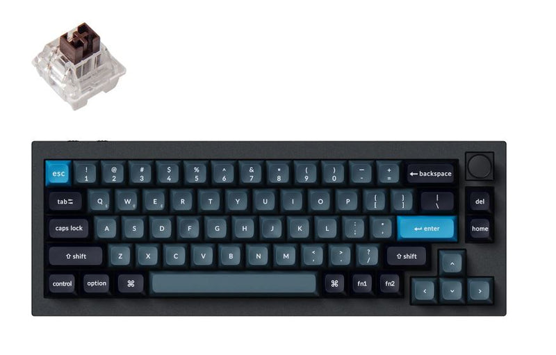 Keychron Q2P-M3 65% Layout 68 Keys, Brown Switch, RGB, Black Aluminium Frame, Hot-Swap, QMK, Keychron Pro, Mechanical Wireless Keyboard, With Knob