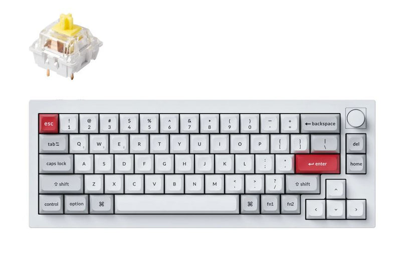 Keychron Q2P-P4, 65% Layout 68 Keys, Banana Switch, RGB, Shell White Aluminium Frame, Hot-Swap QMK/VIA, Keychron Pro, Mechanical Wireless Keyboard, With Knob