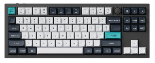 Keychron Q3M-M3 Q3 Max, 80% Layout, Brown Switch, RGB, Carbon Black, QMK/VIA Gateron Jupiter, Wireless Mechanical with Knob Keyboard