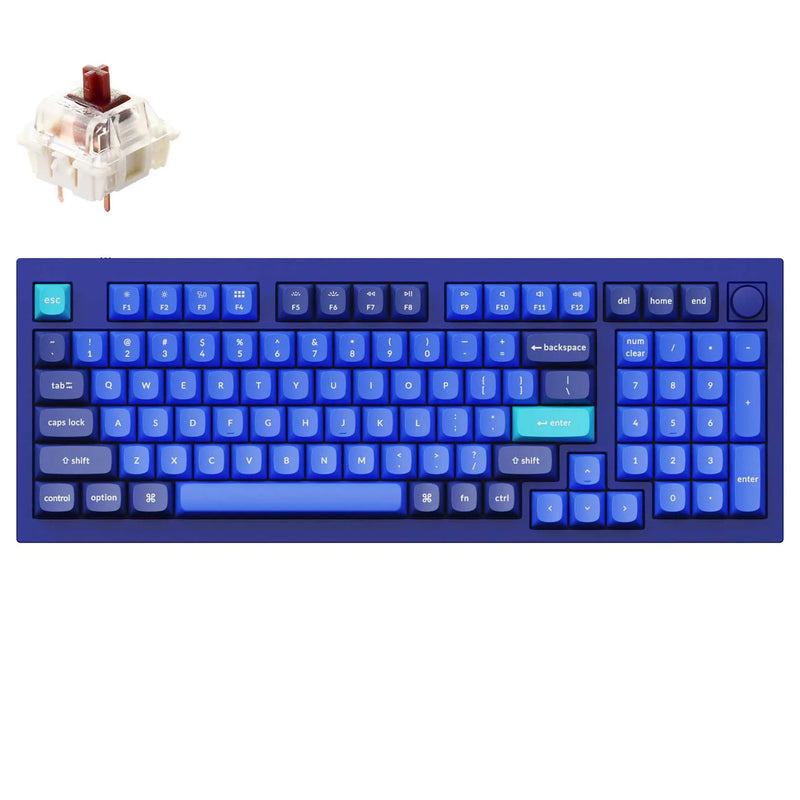 Keychron Q5-O3, 96% Layout 100 Keys, Brown Switch, RGB, Blue Frame, Hot-Swap, Gateron G Pro, Wired Keyboard, With Knob