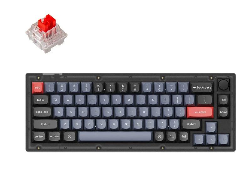Keychron V2-C1, 65% Layout 68 Keys, Red Switch, RGB, Frosted Black Frame, Hot-Swap, QMK, Keychron K Pro, Mechanical Wired Keyboard, With Knob