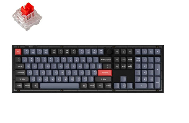 Keychron V6-C1, 100% Layout 104 Keys, Red Switch, RGB, Frosted Black Frame, Hot-Swap, QMK,  Keychron K Pro, Mechanical Wired Keyboard, With Knob