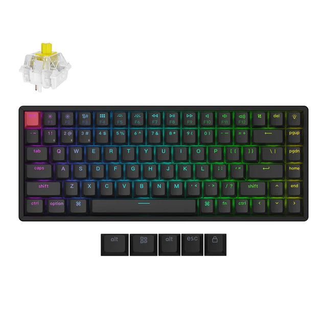 Keychron K2X-J4, 75% layout, QMK, RGB Backlight, Aluminum Frame Super Switch Banana, Hot-Swap,Wireless Mechanical Keyboard