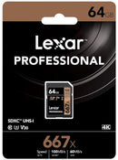 Lexar 64GB SD Class 10, UHS-I (U3), V30, up to 100MB/s read / 60MB/s write