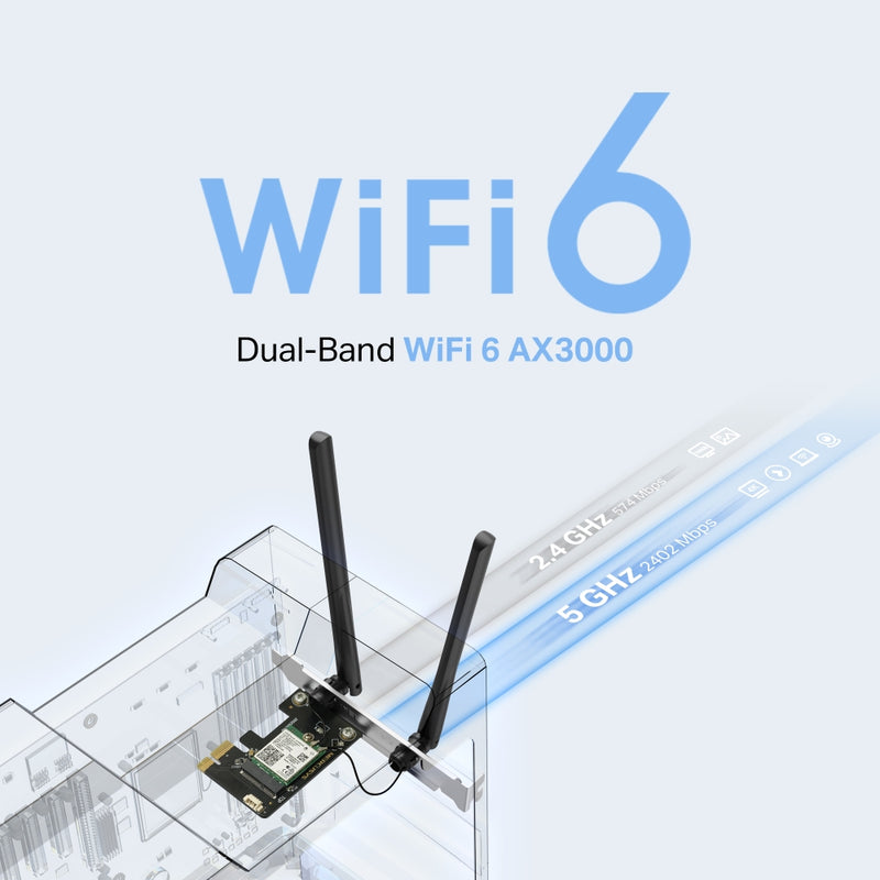 MERCUSYS AX3000 Dual-Band Wi-Fi 6 Bluetooth PCI Express Adapter