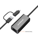 mbeat USB to Ethernet Adapter, 2-in-1 USB 3.1 Gigabit LAN Adapter with USB-C Converter