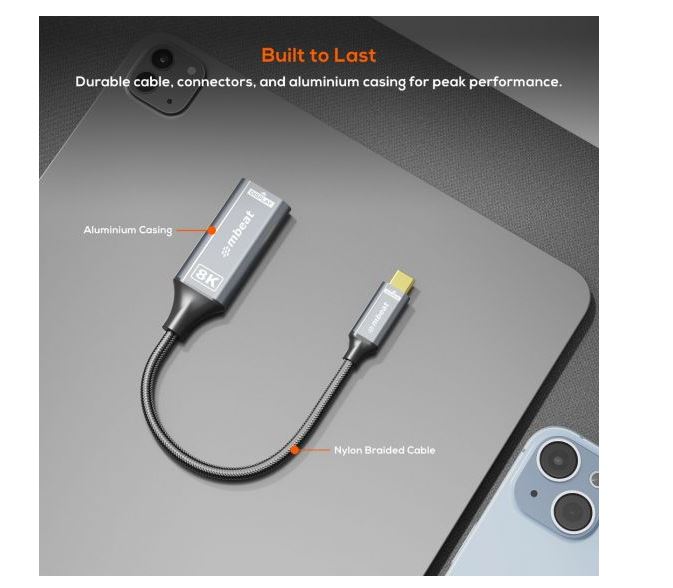 mbeat Tough Link 8K USB-C to HDMI Adapter - Space Grey