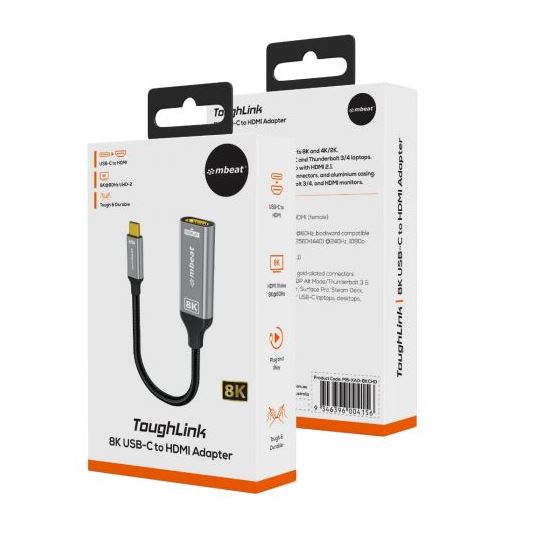 mbeat Tough Link 8K USB-C to HDMI Adapter - Space Grey