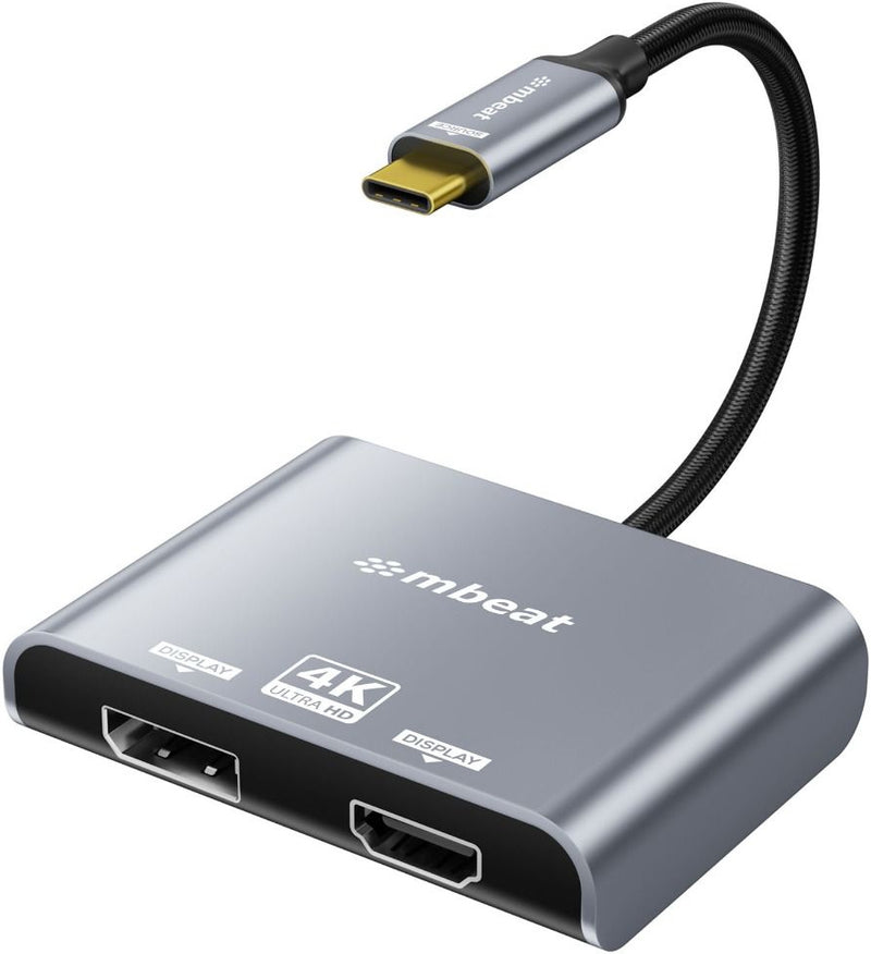 mbeat Tough Link USB-C to DP&HDMI Dual 4K/60Hz MST Adapter - Space Grey