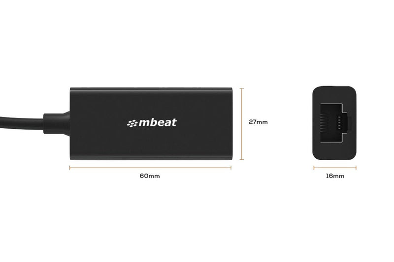 mbeat USB3.0 to Gigabit Ethernet (RJ45) LAN Adapter - Black