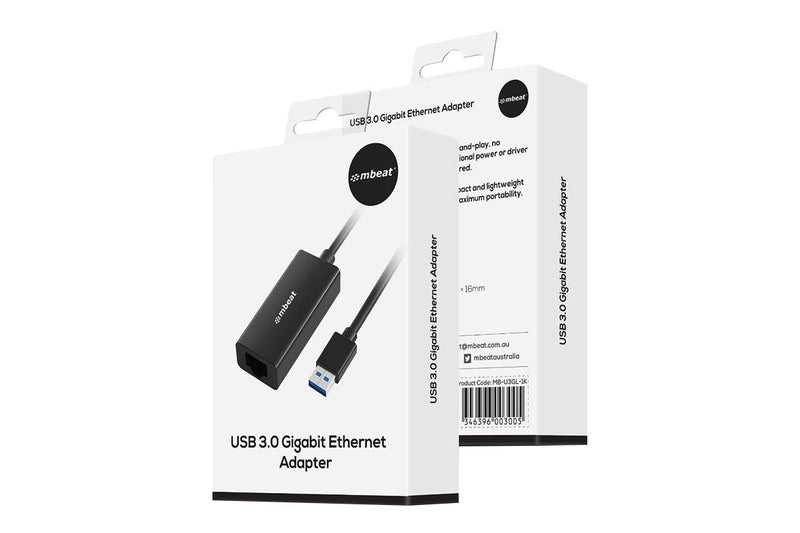 mbeat USB3.0 to Gigabit Ethernet (RJ45) LAN Adapter - Black