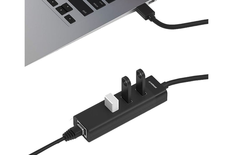 mbeat 3-Port USB3.0 Hub + Gigabit Ethernet (RJ45) LAN -Black