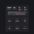 Mercusys MS126CP, 24-Port 10/100 Mbps + 2-Port Gigabit Rackmount Switch with 24-Port PoE+