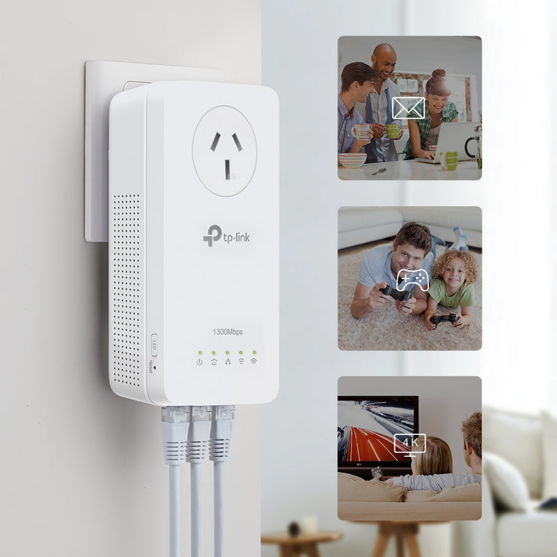 TP-Link TL-WPA8631P KIT AV1300 Wi-Fi Passthrough Range Extender Powerline