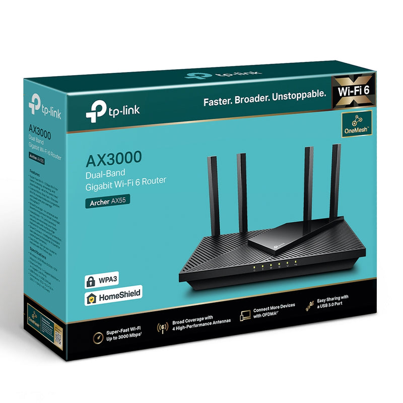 TP-Link Archer AX55, AX3000 Dual Band Gigabit Wi-Fi 6 Router