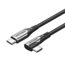 Vention USB 2.0 Type-C Male to Type-C Male Right Angle 3A Cable 2M Gray Aluminum Alloy Type