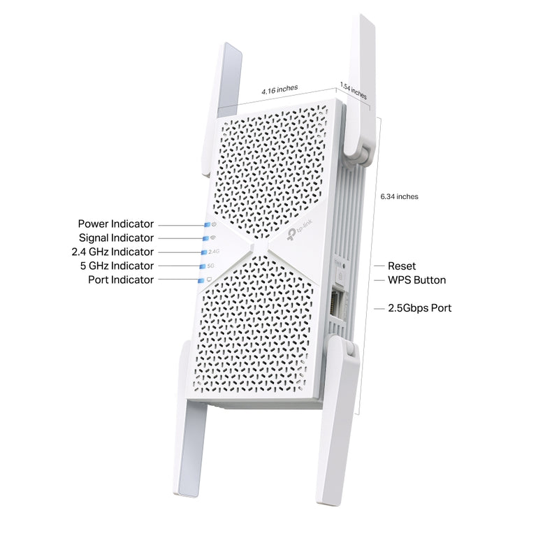 TP-Link RE405BE, BE6500 Dual-Band Wi-Fi 7 Range Extender