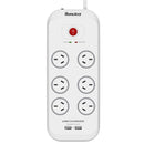 Huntkey SAC607 6 Outlet Surge Protected Powerboard with Two powered USB ports (2.4 AMP Combined)