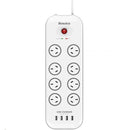 Huntkey SAC807 8 Outlet Surge Protected Powerboard with 4 USB Charging Ports Output:5V, 4A