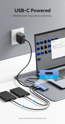 Vention USB 3.0 to USB 3.0 x 3/RJ45/USB-C Hub 0.15M Blue Aluminum Alloy Type