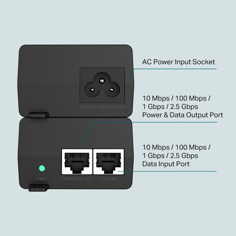 TP-Link TL-POE260S, 2.5G PoE+ Injector