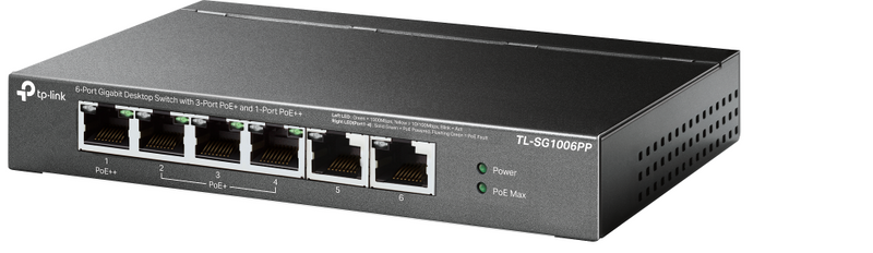 TP-Link 6-Port Gigabit Desktop Switch with 3-Port PoE+ and 1-Port PoE++