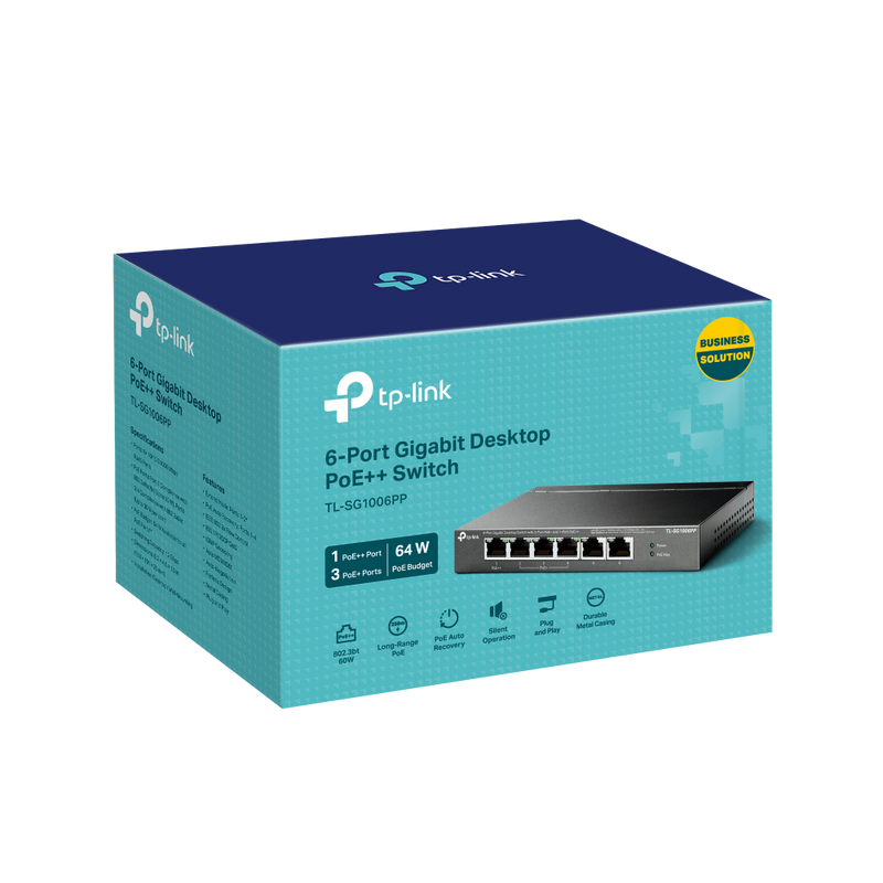 TP-Link 6-Port Gigabit Desktop Switch with 3-Port PoE+ and 1-Port PoE++