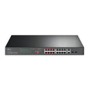 TP LINK TL-SL1218P 16-Port 10/100 Mbps + 2-Port Gigabit Rackmount Switch with 16-Port PoE+