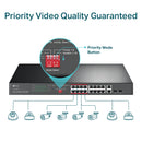 TP LINK TL-SL1218P 16-Port 10/100 Mbps + 2-Port Gigabit Rackmount Switch with 16-Port PoE+