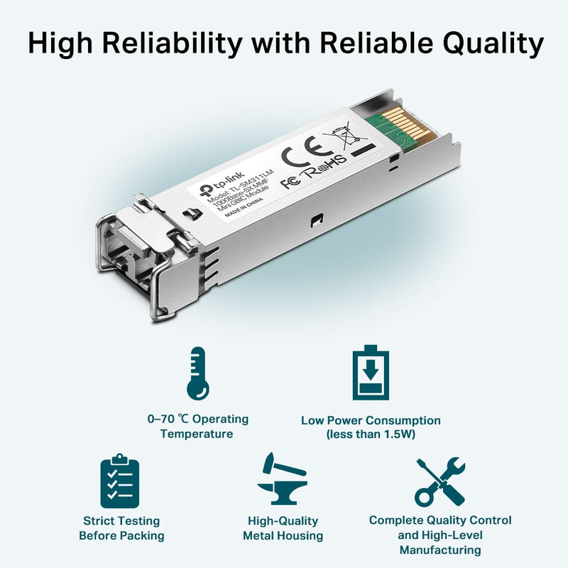 TP-Link Gigabit SFP MiniGBIC module, Multi Mode, LC interface, Up to 550m Distance