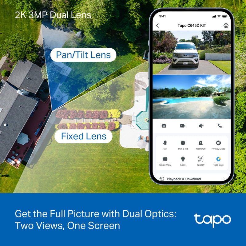 TP-Link Tapo C645D KIT, Solar-Powered Dual-Lens Pan/Tilt Security Camera Kit