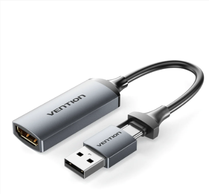 Vention HDMI-A to USB-C/USB-A Video Capture Card 0.1M Gray