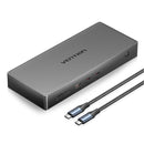 Vention USB-C to (DP+HDMI)/(USB-C+HDMI)/USB 3.2 Gen 2-C*2/USB 3.2 Gen 2-A/RJ45/SD/TF/PD DisplayLink Docking Station Gray Aluminum Alloy Type