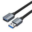 Vention Cotton Braided USB 3.0 Type A Male to Female Extension Cable 1M Gray Aluminum Alloy Type