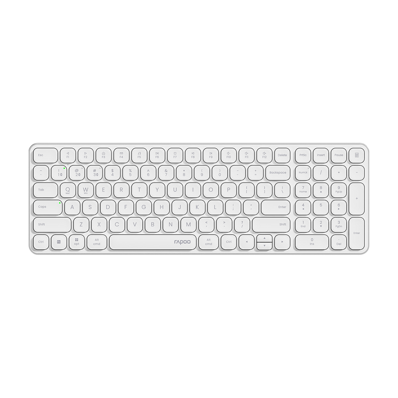 Rapoo E9350L Wireless Multi-mode Ultra-slim 99 Key Keyboard with Bluetooth and 2.4g White