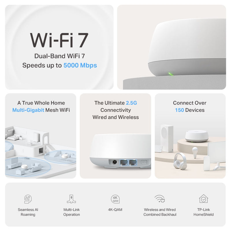 TP-Link Deco BE25-Outdoor BE5000 Outdoor / Indoor Mesh Wi-Fi 7 Router -1 Pack