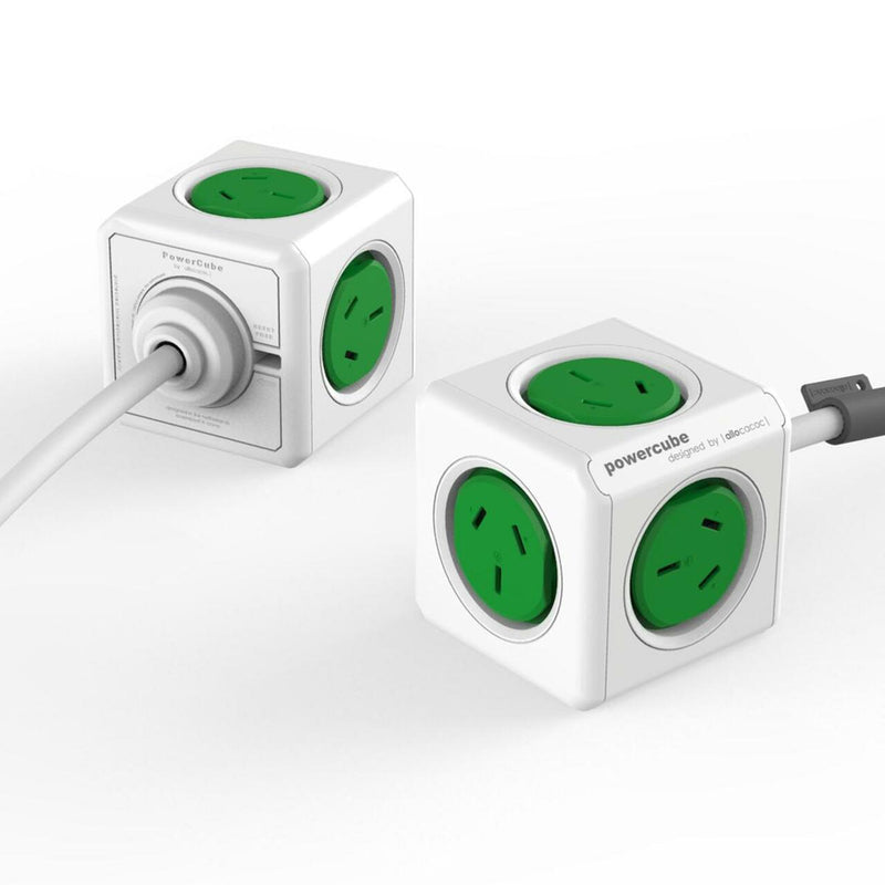 ALLOCACOC POWERCUBE Extended Outlets with USB 1.5M - Green