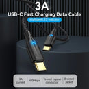 Vention Nylon Braided USB 2.0 C Male to C Male 3A Cable 1.5M Black LED Type