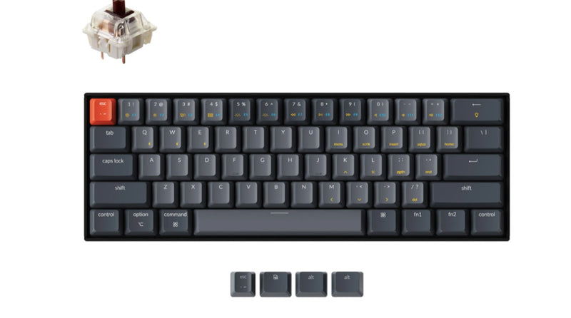 Keychron K12-J3 60% Layout 61 Keys, Brown Switch, RGB, Aluminium Frame, Hot-Swap, Gateron G Pro Mechanical, Wireless Keyboard