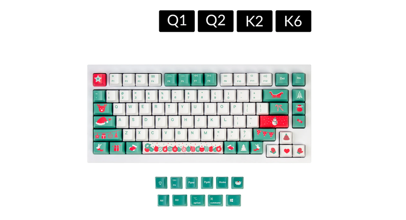 Keychron Keycap Set Christmas Tree PBT Dye-Sub ANSI OEM US Q1 / Q2 / K2 / K6